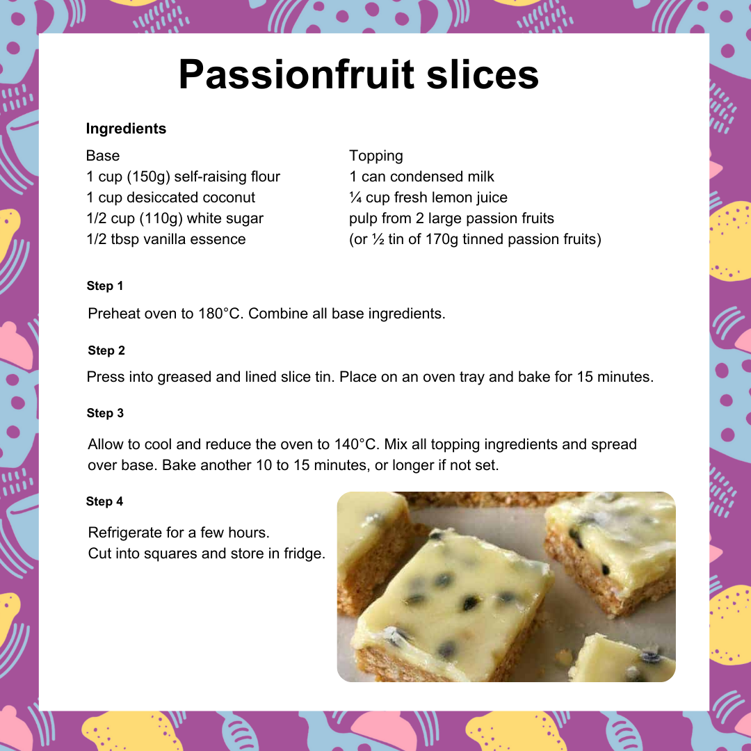 Passionfruit slices